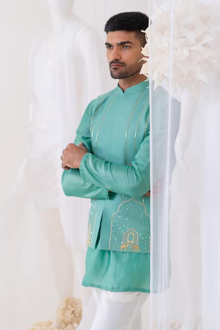 Runit Gupta Hand Embroidered Chanderi Silk Bundi 