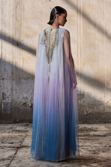 Akhl Metallic Yarn Embroidered Yoke Kaftan 