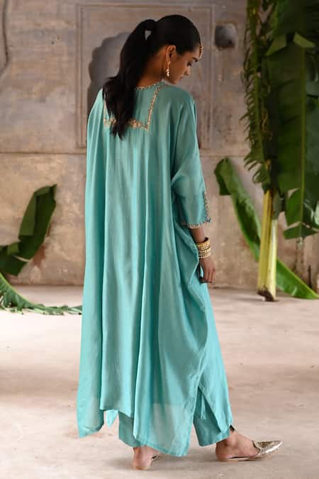 Deep Thee Bloom Zardozi Embroidered Yoke Kaftan Pant Set 