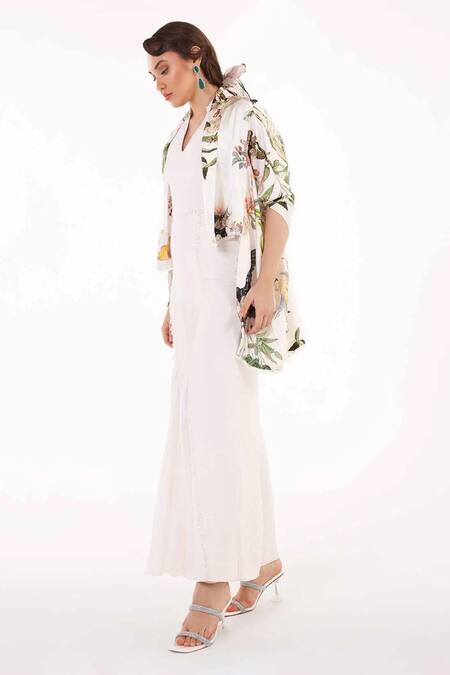 Buy Eeksha Ivory Satin, Lycra, Chiffon Embroidery, Placement Jumpsuit With Printed Jacket Online at Aza Fashions Buy_Eeksha_Ivory Satin, Lycra, Chiffon Embroidery, Placement Jumpsuit With Printed Jacket _Online_at_Aza_Fashions