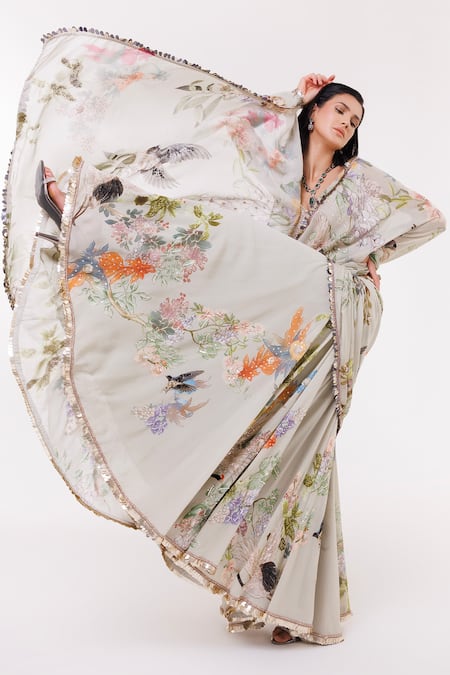 Eeksha Botanical Print Lehenga Saree With Blouse 