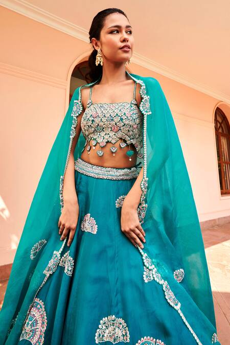 Buy Osaa By Adarsh Green Organza Embroidery, Zari, Cut Work Sweetheart Dori Bridal Lehenga Set Online at Aza Fashions Buy_Osaa By Adarsh_Green Organza Embroidery, Zari, Cut Work Sweetheart Dori Bridal Lehenga Set _Online_at_Aza_Fashions