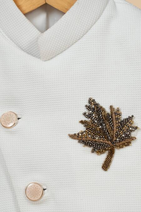 Buy Little Boys Closet White Cotton Embroidery Textured Angarkha Bandhgala With Pant Online at Aza Fashions Buy_Little Boys Closet_White Cotton Embroidery Textured Angarkha Bandhgala With Pant _Online_at_Aza_Fashions