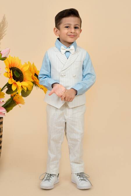 Buy_Little Boys Closet_White Cotton Stripe Pattern Waistcoat Pant Set _Online_at_Aza_Fashions