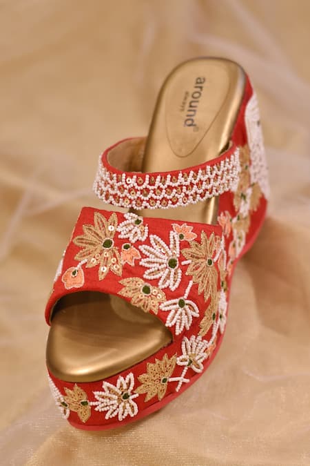 Around Always Pankh Thread Embroidered Wedges 