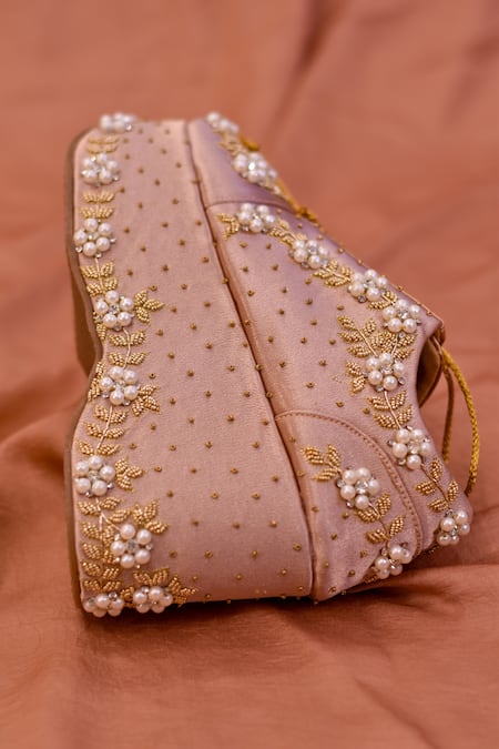 Around Always_Pink Paris Pearl Embroidered Sneaker Wedges _Online_at_Aza_Fashions