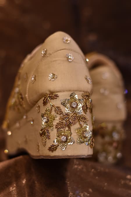 Shop Around Always Gold Stardust Pearl Embroidered Sneaker Wedges Online at Aza Fashions Shop_Around Always_Gold Stardust Pearl Embroidered Sneaker Wedges _Online_at_Aza_Fashions