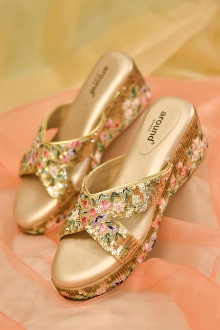 AROUND ALWAYS Tara Zari Embroidered Wedges 