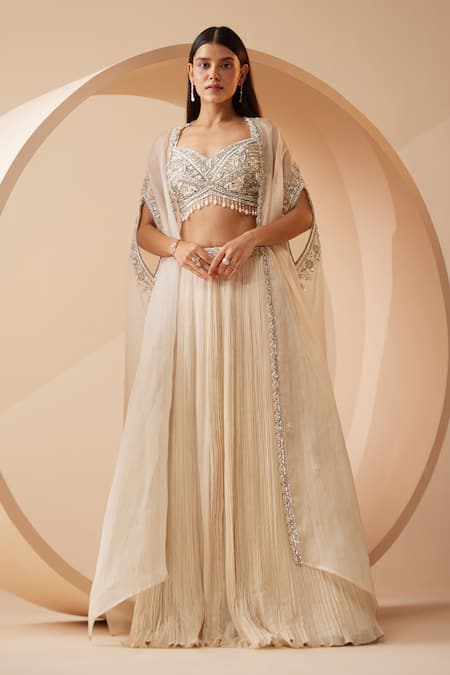 Buy Off White Lehenga Online in USA with Multicolor Embroidery Blouse –  Pure Elegance