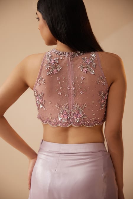 Roqa Abigail Sheer Cape Draped Skirt Set 