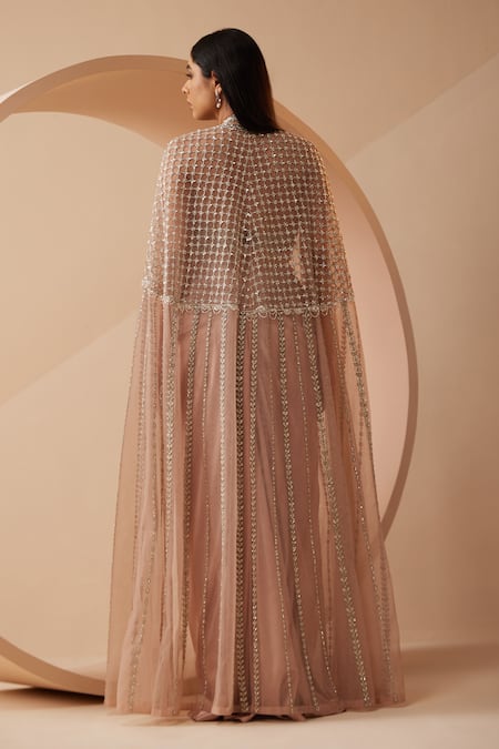 Roqa Raelyn Trellis Embroidered Cape Skirt Set 