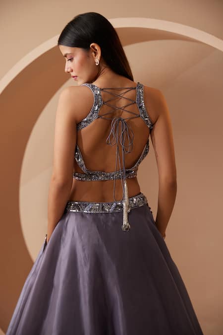 Roqa Rosselyn Floral Embroidered Blouse Lehenga Set 