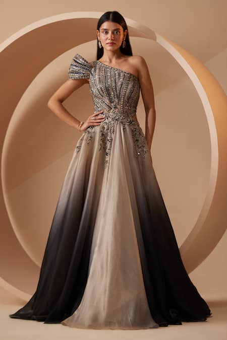 Roqa Verona Sequin Embroidered Ombre Gown 