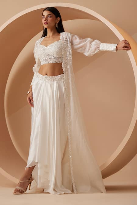 Roqa Edessa Hand Embroidered Cape Dhoti Skirt Set 