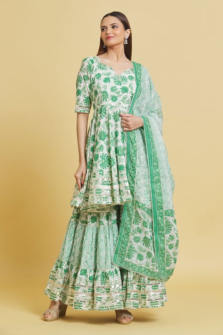 Samyukta Singhania Floral Print Cotton Kurta Sharara Set 