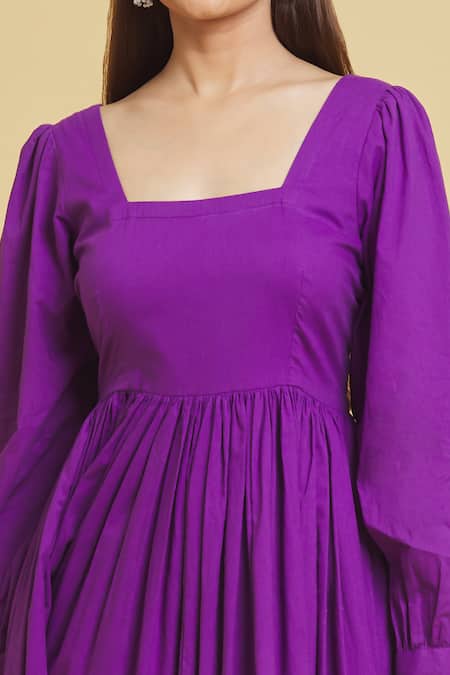 Buy_Samyukta Singhania_Purple Cotton, Organza Embroidery, Tassels Anarkali Set With Printed Dupatta _Online_at_Aza_Fashions