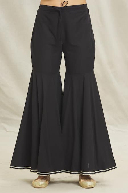 Naintara Bajaj_Black Cotton Gota Patti Sweetheart Neck Sleeveless Anarkali Sharara Set _at_Aza_Fashions