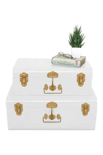 Living With Elan Metal Vintage Storage Trunks - Set of 2 