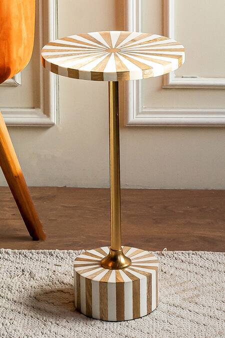 Shop Logam White Mild Steel, Resin And Mdf Cabrera Circular Shaped Table at Aza Fashions Shop_Logam_White Mild Steel, Resin And Mdf Cabrera Circular Shaped Table_at_Aza_Fashions