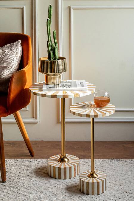 Logam White Mild Steel, Resin And Mdf Cabrera Circular Shaped Table at Aza Fashions Logam_White Mild Steel, Resin And Mdf Cabrera Circular Shaped Table_at_Aza_Fashions