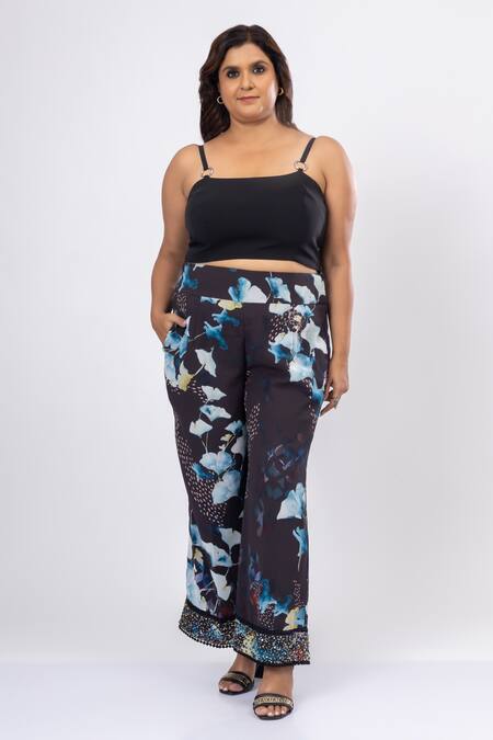 Mamicha Black Georgette Sequins Nocturne Print Cape Pant Set Online at Aza Fashions Mamicha_Black Georgette Sequins Nocturne Print Cape Pant Set_Online_at_Aza_Fashions