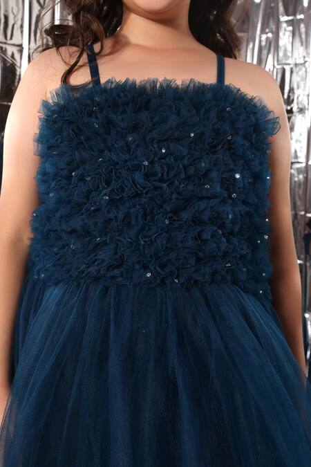 Buy_Littlecheer_Blue Cotton Crystals Ruffled Bodice Gown _Online_at_Aza_Fashions