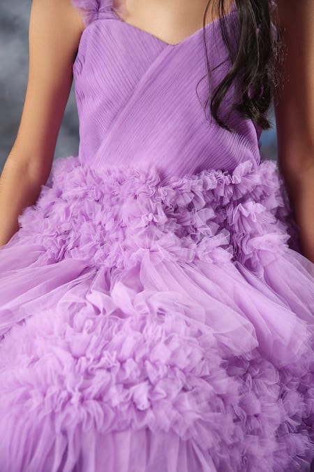 Buy_LittleCheer_Purple Ruffled Gown For Girls _Online_at_Aza_Fashions