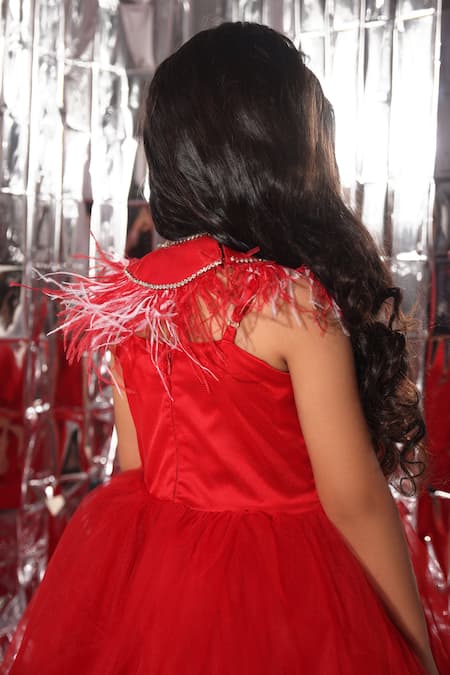 Littlecheer Placement Feather Applique Gown 