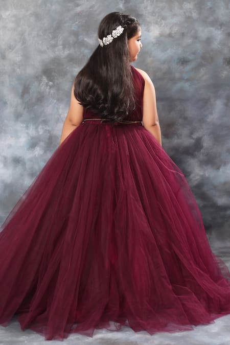 Burgundy Long Sleeves Applique Prom Dresses, Sweet 16 Ball Gown Dresse –  SposaDresses