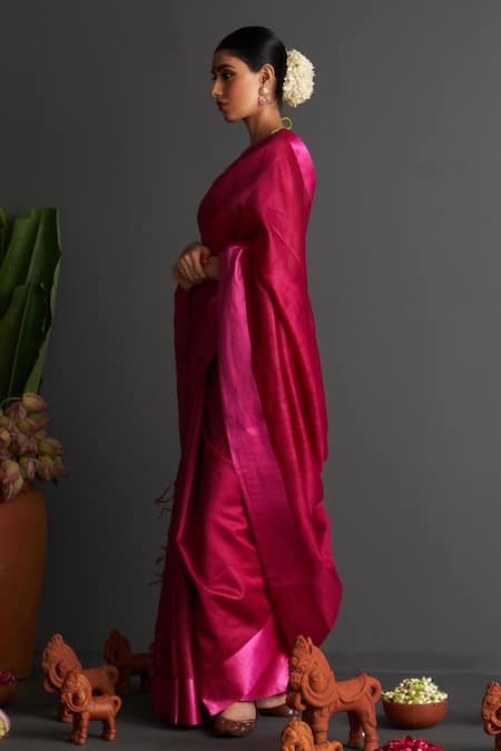 Five Point Five Falguni Squares Woven Saree With Running Blouse 