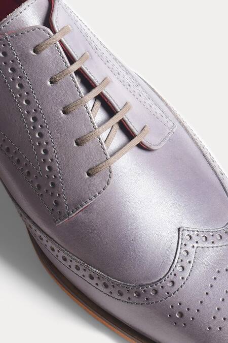 Morf_Grey Wing Tips Derby Brogue Shoes_Online_at_Aza_Fashions
