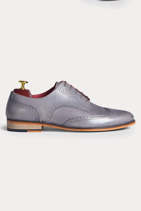 Buy_Morf_Grey Wing Tips Derby Brogue Shoes_Online_at_Aza_Fashions