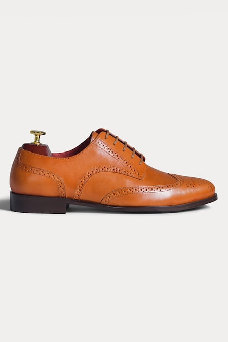 Morf_Brown Wingtip Brogue Derby Shoes_Online_at_Aza_Fashions