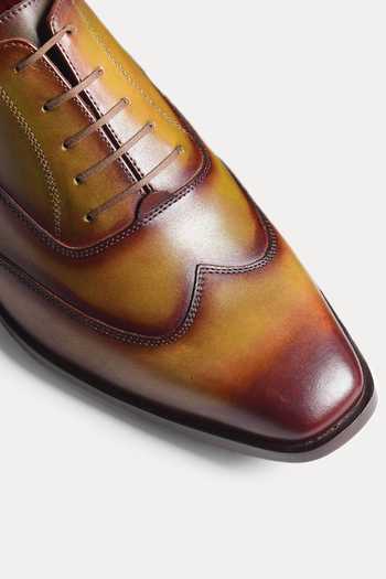 Morf_Green Hand Painted Patina Wingtips Oxford Shoes_Online_at_Aza_Fashions