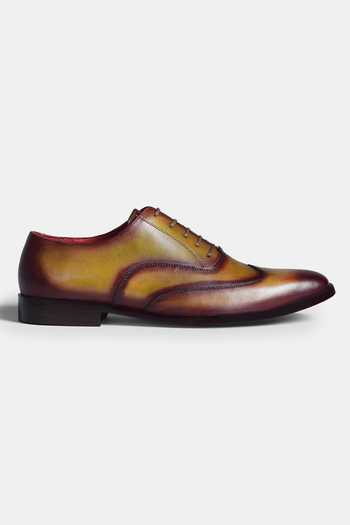 Buy_Morf_Green Hand Painted Patina Wingtips Oxford Shoes_Online_at_Aza_Fashions