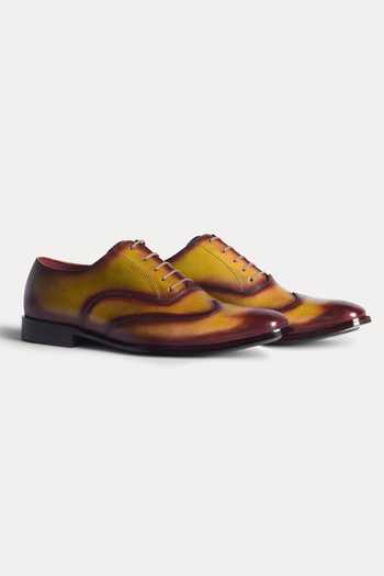 Shop_Morf_Green Hand Painted Patina Wingtips Oxford Shoes_Online_at_Aza_Fashions