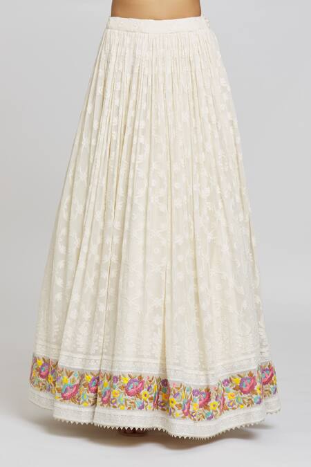 Shop Jiya By Veer Design Studio White Organza, Net, Georgette Dahlia Bloom Embroidered Lehenga Blouse Set Online at Aza Fashions Shop_Jiya By Veer Design Studio_White Organza, Net, Georgette Dahlia Bloom Embroidered Lehenga Blouse Set _Online_at_Aza_Fashions