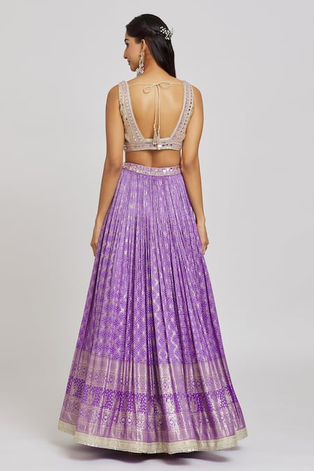 Jiya By Veer Design Studio Mirror Bloom Embroidered Blouse Lehenga Set 