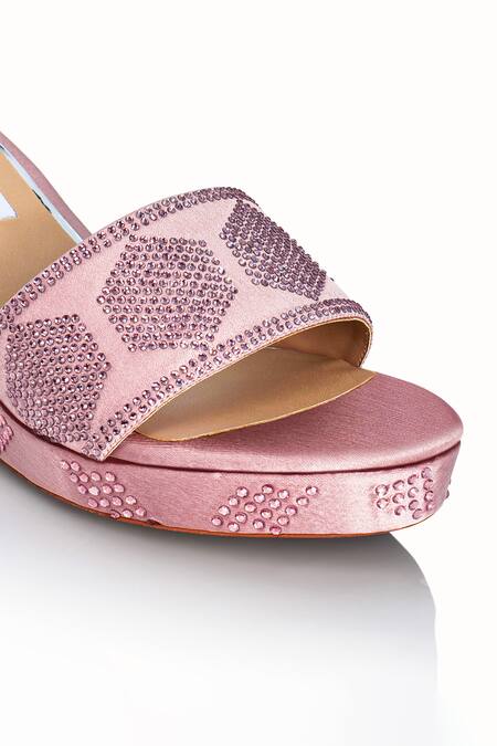 Riya Jaisinghani_Pink Crystals Aadya Embellished Wedges_at_Aza_Fashions