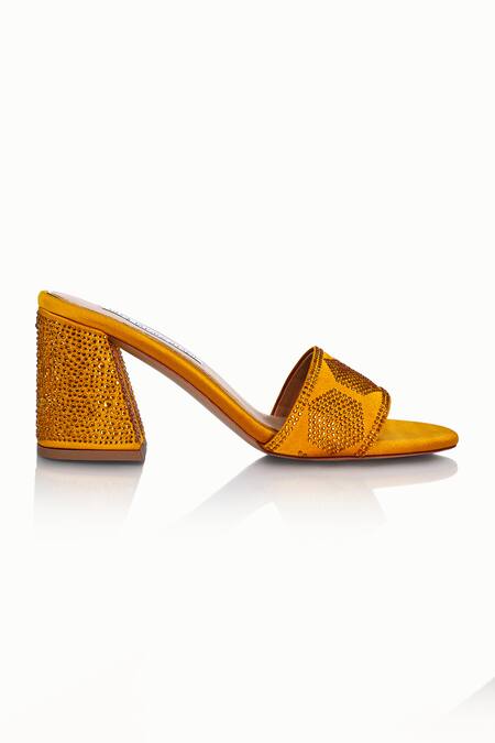 Riya Jaisinghani_Yellow Crystals Alaina Work Heels_Online_at_Aza_Fashions