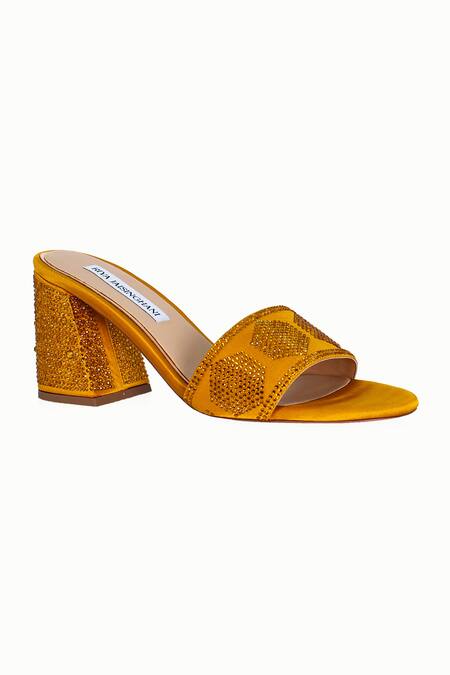 Buy_Riya Jaisinghani_Yellow Crystals Alaina Work Heels_Online_at_Aza_Fashions