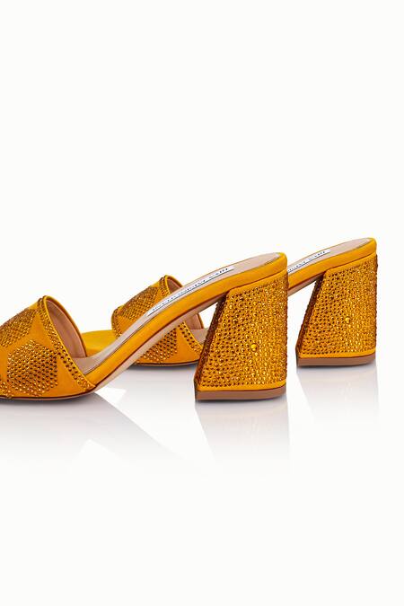 Shop_Riya Jaisinghani_Yellow Crystals Alaina Work Heels_Online_at_Aza_Fashions