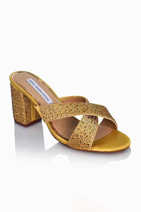 Riya Jaisinghani Gold Embellished Amayah Crystal Heels