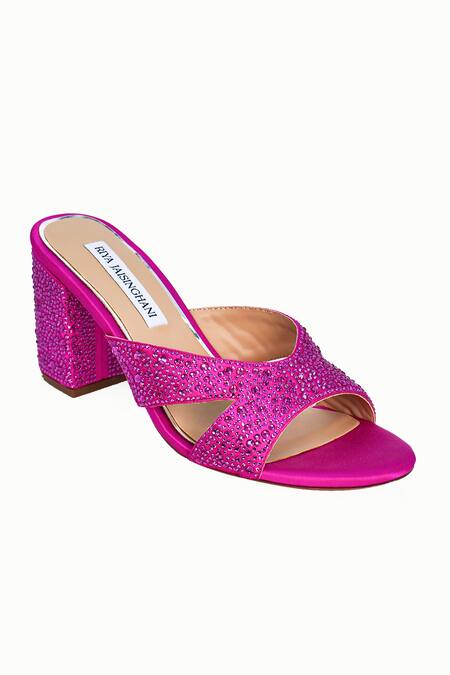 Buy_Riya Jaisinghani_Pink Crystals Amira Embellished Heels_Online_at_Aza_Fashions