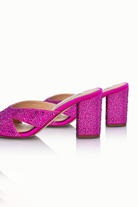 Shop_Riya Jaisinghani_Pink Crystals Amira Embellished Heels_Online_at_Aza_Fashions