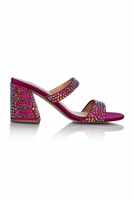 Riya Jaisinghani_Multi Color Crystals Embellished Block Heels_Online_at_Aza_Fashions