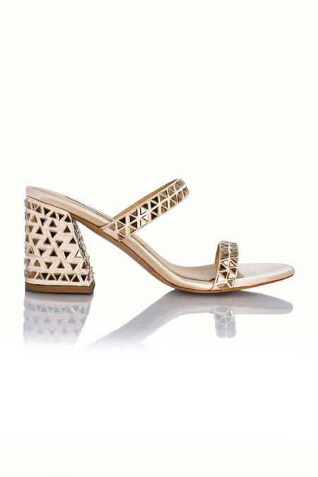 Riya Jaisinghani_Beige Crystals Kavya Embellished Heels_Online_at_Aza_Fashions