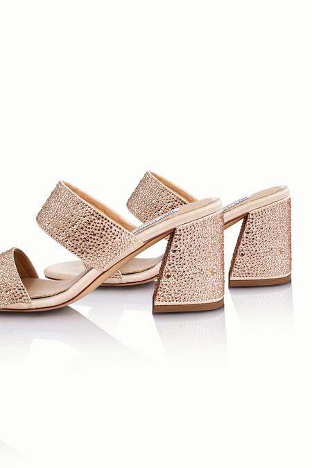 Shop_Riya Jaisinghani_Beige Crystals Mehr Embellished Block Heels_Online_at_Aza_Fashions