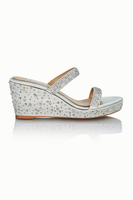 Riya Jaisinghani Nayera Crystal Embellished Satin Wedges 