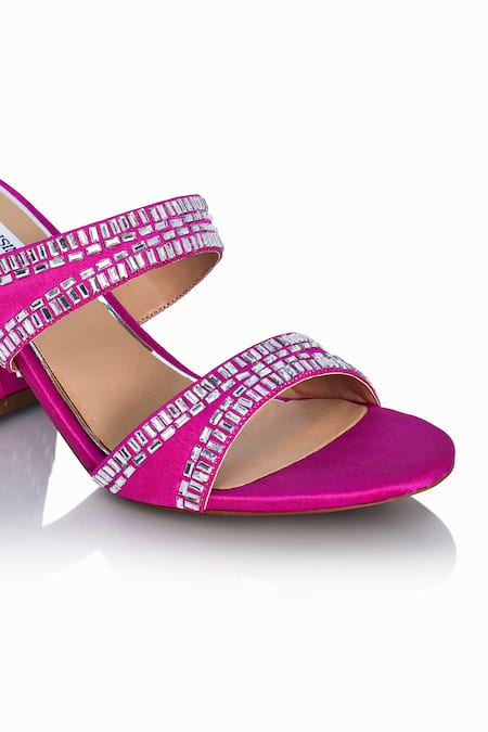 Riya Jaisinghani Pink Crystals Neisha Embellished Satin Block Heels at Aza Fashions Riya Jaisinghani_Pink Crystals Neisha Embellished Satin Block Heels_at_Aza_Fashions